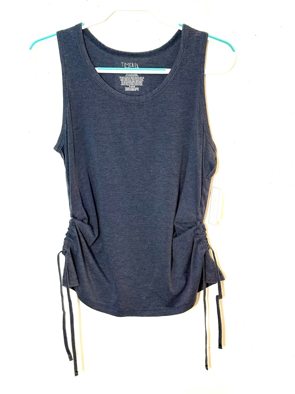 Time and Tru Washed Denim Blue Side-Tie Sleeveless Tank Top. Size L(12-14). NWT.